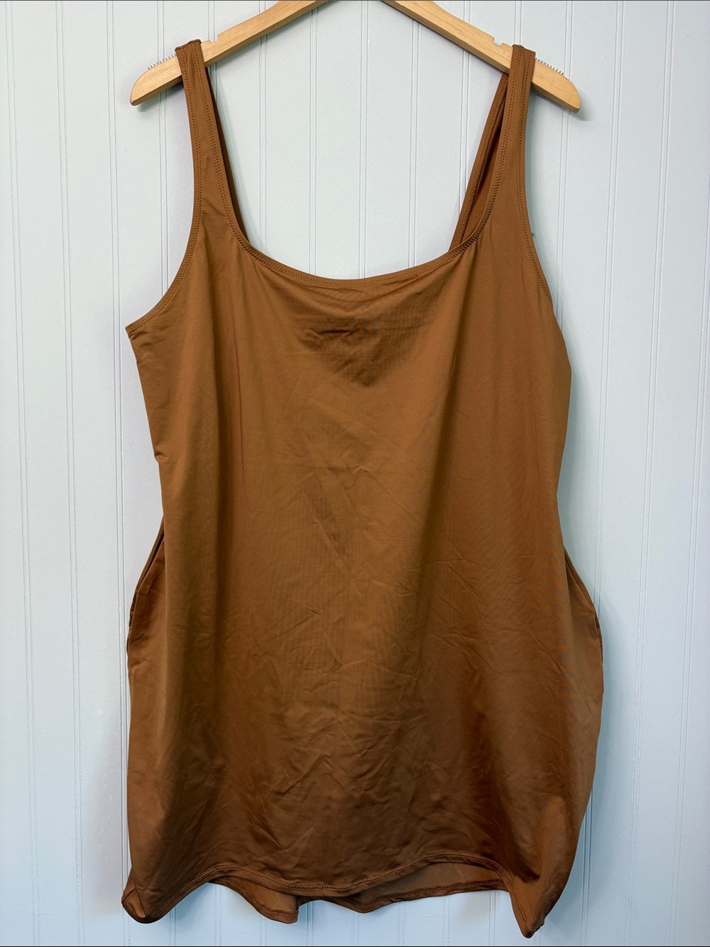 Skims Signature Swim Tank Dress Brown Mini Women Size 4X NWT
